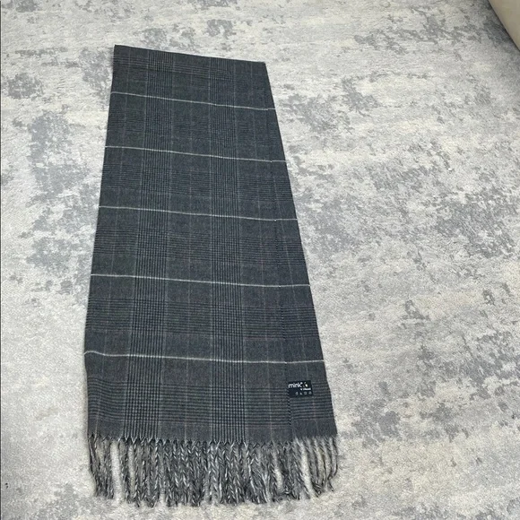 New Cashmink V Fraas Soft Acrylic Scarf Plaid Check Gray Fringe - Picture 3 of 6